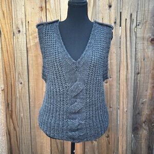 Diesel Dark Charcoal Cable-Knit V-Neck Sweater Vest